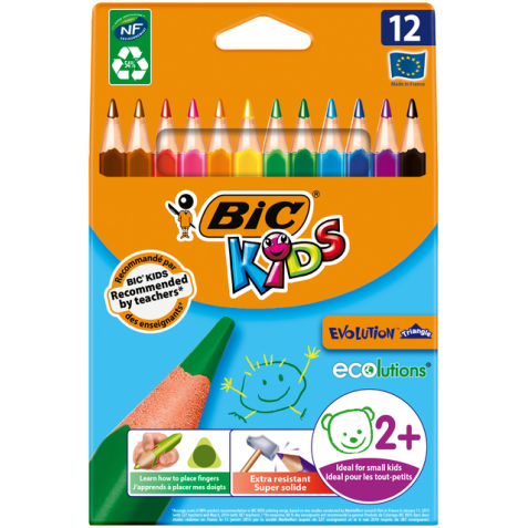 Crayons de couleur BIC Kids Evolution Triangle étui 12 pièces