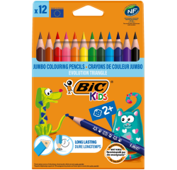 BIC Kids Evolution Triangle Colored Pencils, pack of 12 pieces