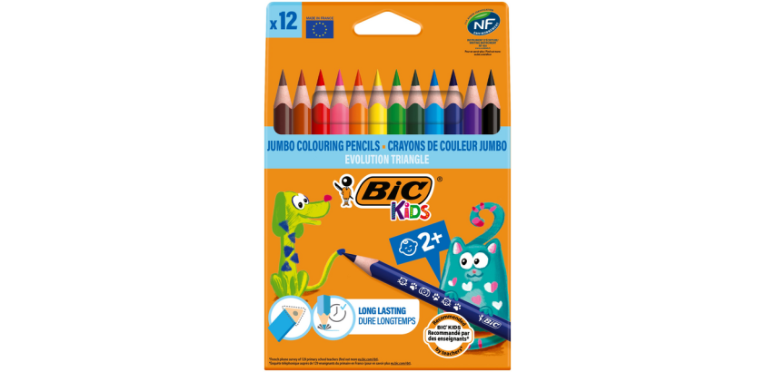 Kleurpotloden BicKids Evolution ecolutions triangle assorti 12 stuks