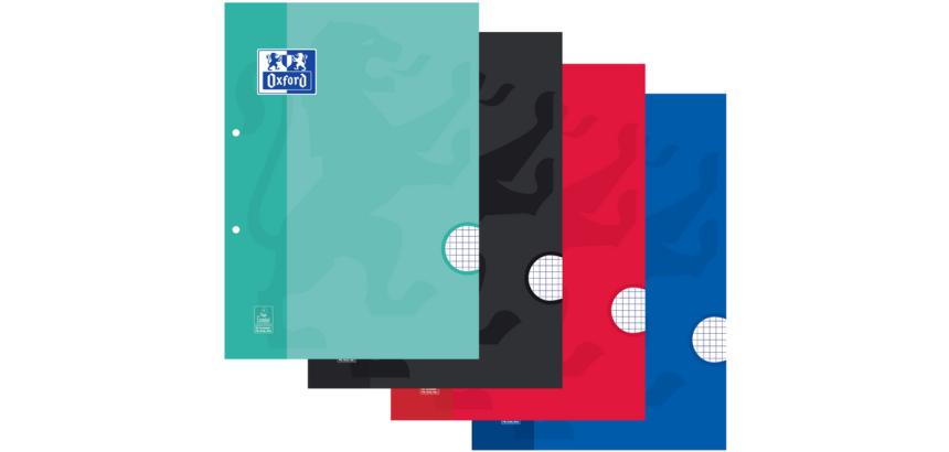 Bloc de cours Oxford School A4 carreau 5x5mm 2 perf 200 pages 80g assorti