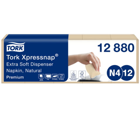 Serviette Tork Xpressnap 12880 Extra douce Pli 1/2 2 épaisseurs naturel 1000 pièces