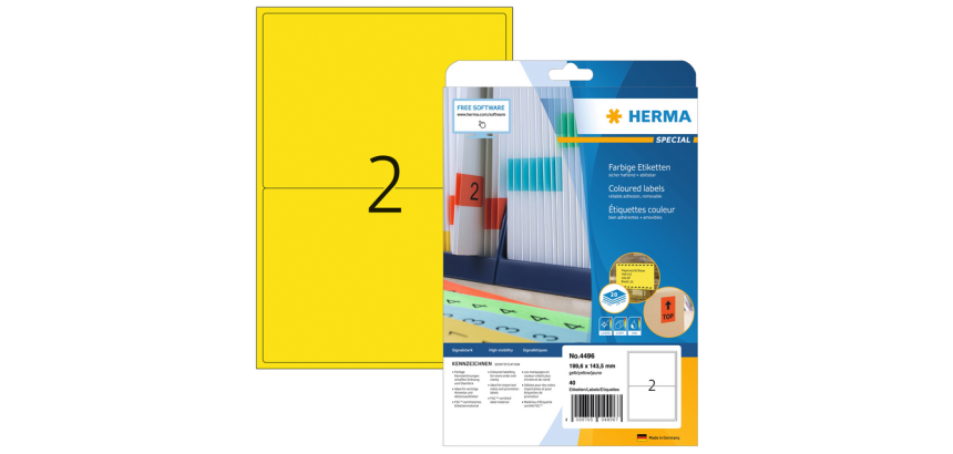 Etiquette HERMA 4496 199,6x143,5mm 40 pièces jaune