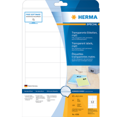 Etiquette HERMA 4586 97x42,3mm résistante aux intempéries 120 pièces transparente mate