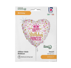 Folieballon Birthday prinses 45cm