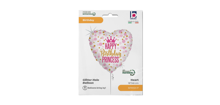Folieballon Birthday prinses 45cm