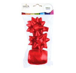 Cadeaulint Haza polyband en 2 rozetten rood