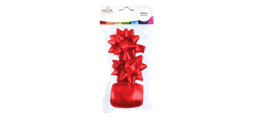 Haza gift ribbon polyband and 2 red rosettes