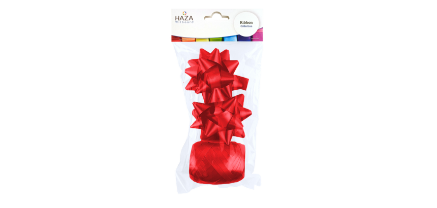 Cadeaulint Haza polyband en 2 rozetten rood