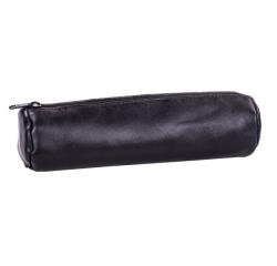 Oxford round pencil case 22x6cm black leather