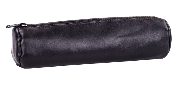 Runde Federtasche Oxford 22x6cm schwarzes Leder
