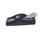 Oxford round pencil case 22x6cm black leather