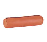 Trousse ronde Oxford 22x6cm cuir brun caramel