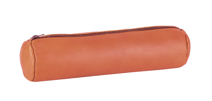 Pennenetui Oxford 22x6cm leer rond karamelbruin