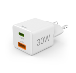 Chargeur Hama USB-C/USB-A Mini PD 30W blanc