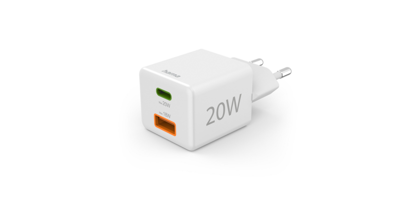 Oplader Hama USB-C/USB-A Mini PD 20W wit