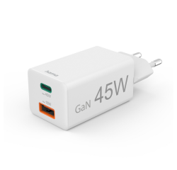 Chargeur Hama USB-C/USB-A Mini PD 45W blanc