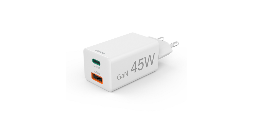 Chargeur Hama USB-C/USB-A Mini PD 45W blanc
