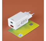 Chargeur Hama USB-C/USB-A Mini PD 45W blanc