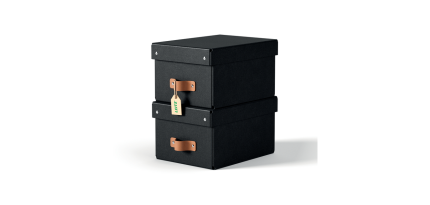 Leitz Puro Archivbox, klein, 7 Liter, schwarz, Packung mit 2 Stück