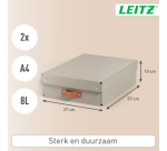 Leitz Puro storage box, medium low, 8 liters, beige, pack of 2 pieces