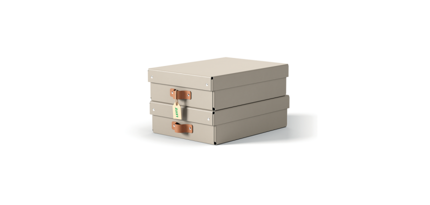Leitz Puro storage box, medium low, 8 liters, beige, pack of 2 pieces