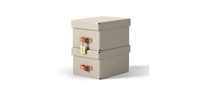 Opbergdoos Leitz Puro deksel 7 liter set van 2 beige
