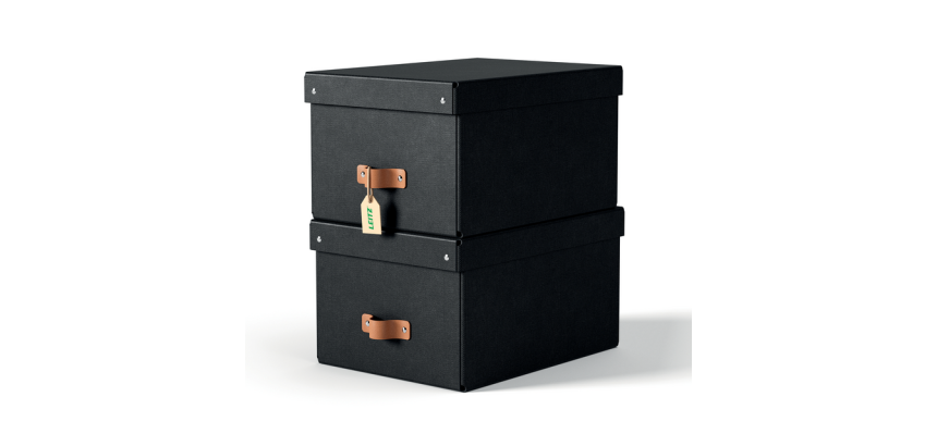 Leitz Puro Archivbox, mittel, 17 Liter, schwarz, Packung mit 2 Stück