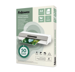 Fellowes A4 Light Laminating Pouch 50% Recycled Matte 100 Pieces