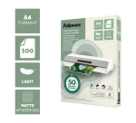 Fellowes A4 Light Laminating Pouch 50% Recycled Matte 100 Pieces