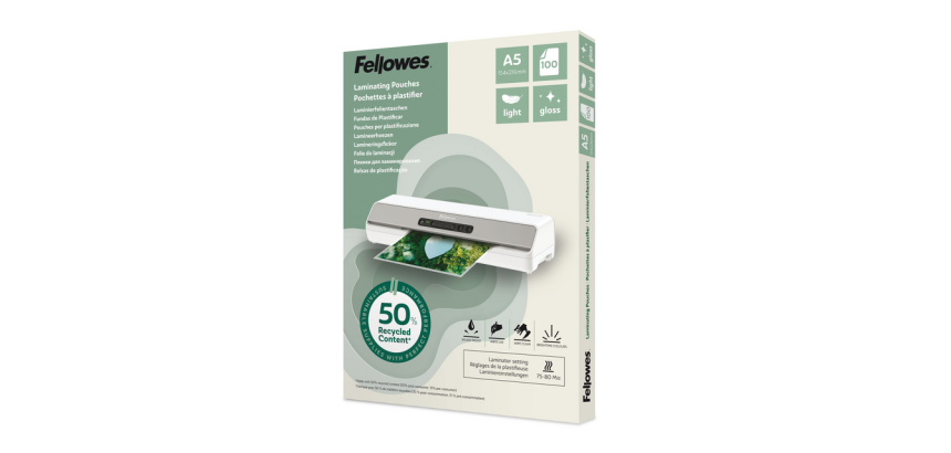 Fellowes A5 Laminating Pouch 2x75 Micron Recycled Glossy 100 Pieces