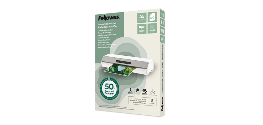 Lamineerhoes Fellowes A5 light 50% gerecycled mat 100stuks