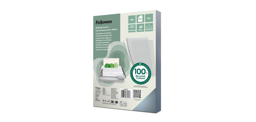Fellowes A4 PET 250 Micron Recycled Cover 100 Pieces