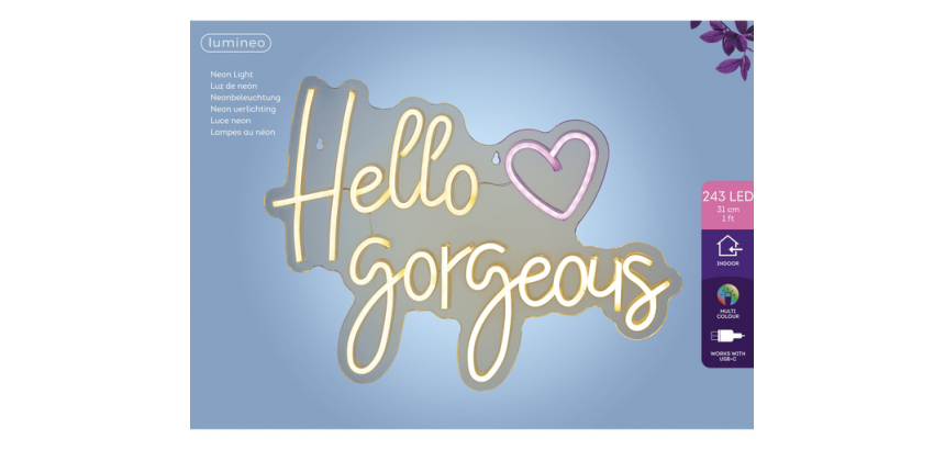 LED Sign Lumineo Indoor USB Neon Hello Gorgeous
