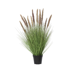 Kunstgras Everlands met pluimen bruin 80cm in pot pvc