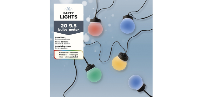 Guirlande Partylight Lumineo LED extérieur 20 boules 950cm assorti