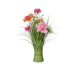 Kunstgras Everlands met bloemen roze 40cm polyester