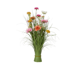 Kunstgras Everlands met bloemen roze 70cm polyester