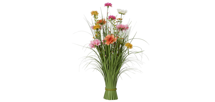 Kunstgras Everlands met bloemen roze 70cm polyester