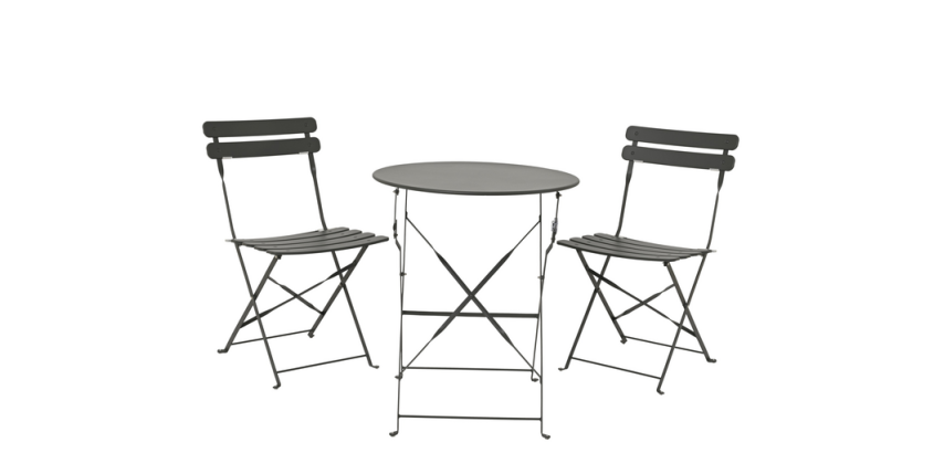 Anthracite 3-Piece Steel Bistro Set
