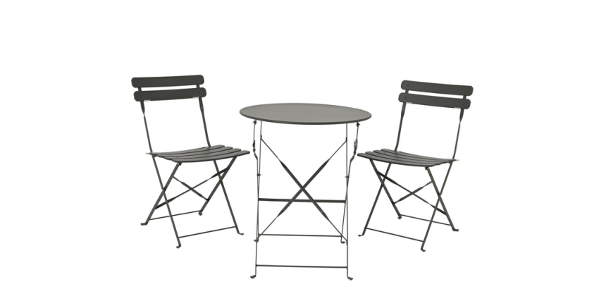 Ensemble bistro acier 3 parties anthracite