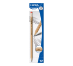 Crayon graphite LYRA Pro Nature Office HB embout gomme gris 12 pièces