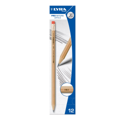 Crayon graphite LYRA Pro Nature Office HB embout gomme gris 12 pièces