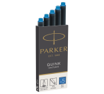Inktpatroon Parker Quink uitwasbaar blauw blister à 5 stuks