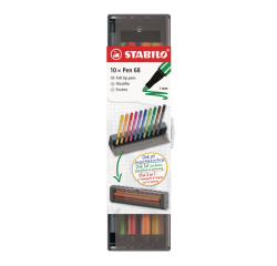 Viltstift STABILO Pen 68 medium clickset à 10 kleuren