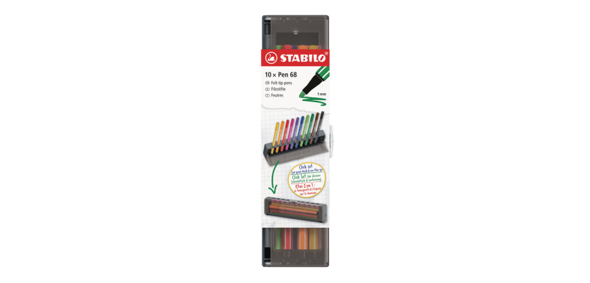 STABILO PEN 68 Filzstift Medium Clickset 10 Farben