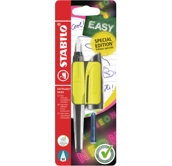 Stylo plume STABILO EasyBuddy Medium jaune néon blister 1 pièce