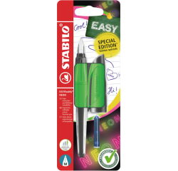 Stylo plume STABILO EasyBuddy Medium vert néon blister 1 pièce