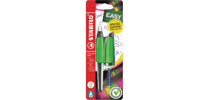 Vulpen STABILO Easybuddy medium neon groen blister à 1 stuk