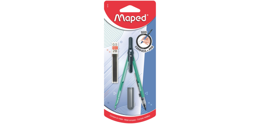 Compas à portemine Maped 3 parties assorti