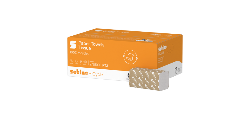 Essuie-mains Satino PT3 HiCycle 278500 2 épaisseurs Pli-V 250x230mm blanc 20x 160 feuilles